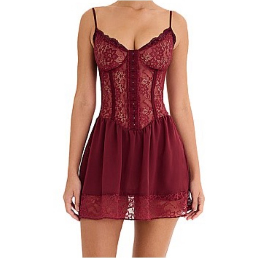 Mistress Rocks Redcurrent Lace Mini Dress